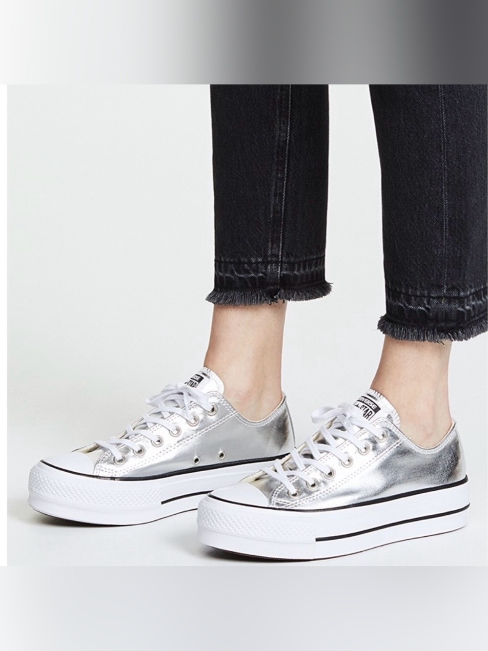 Silver Converse Chuck Taylor All Star Lift Ox Platform Sneaker